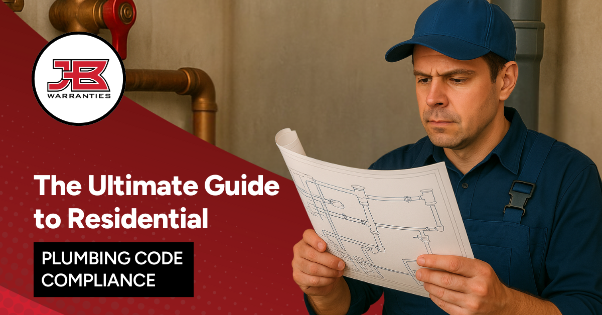 Image of a plumber looking at plumbing blueprints to ensure plumbing code compliance is up to date for residential project