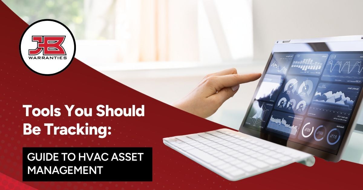 Hand reaching out to laptop that's displaying HVAC asset management tools